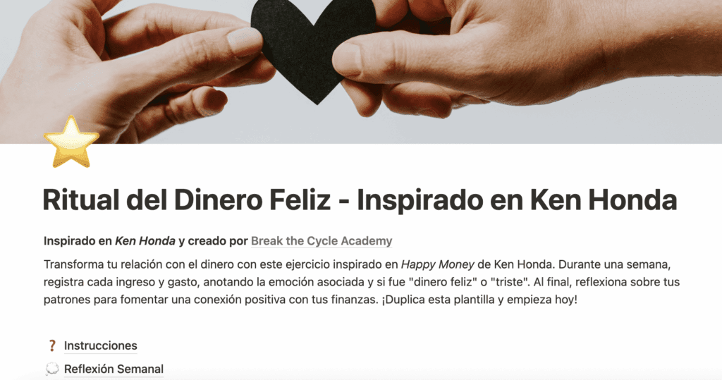 Recursos: Ritual del Dinero Feliz - Notion Template